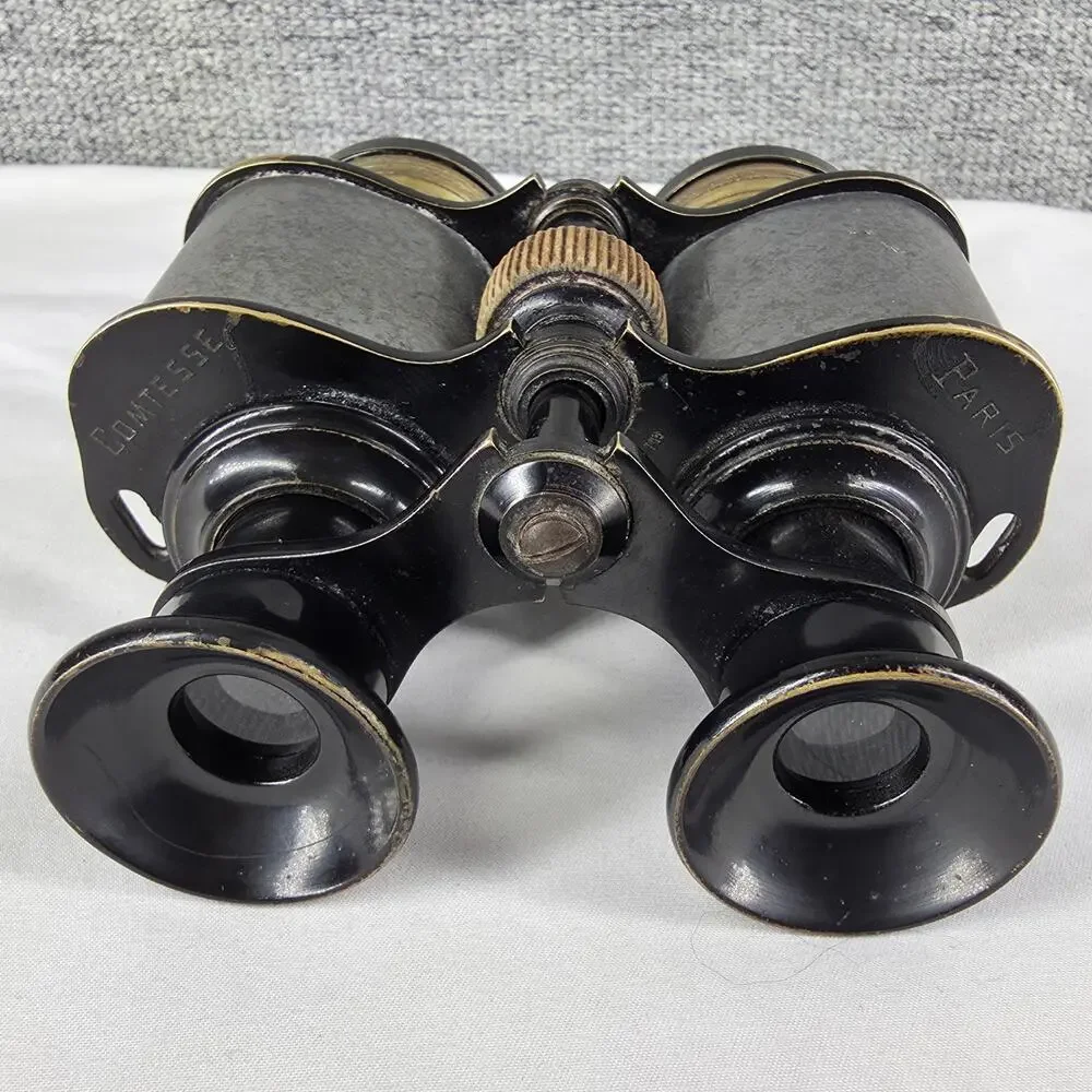 VINTAGE COMTESSE PARIS BINOCULARS BRASS & METAL WWI ERA FIELD GLASSES